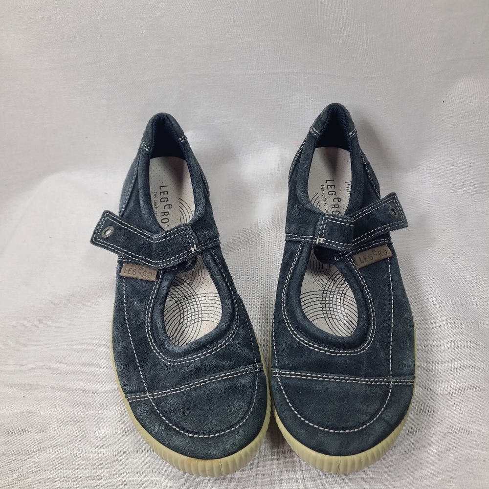 Women's Navy Suede Mary Jane Sandals